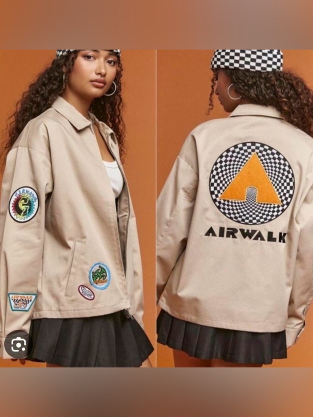 Forever 21 x Airwalk | Women’s Khaki Airwalk Patchwork Zip-Front Jacket Size S